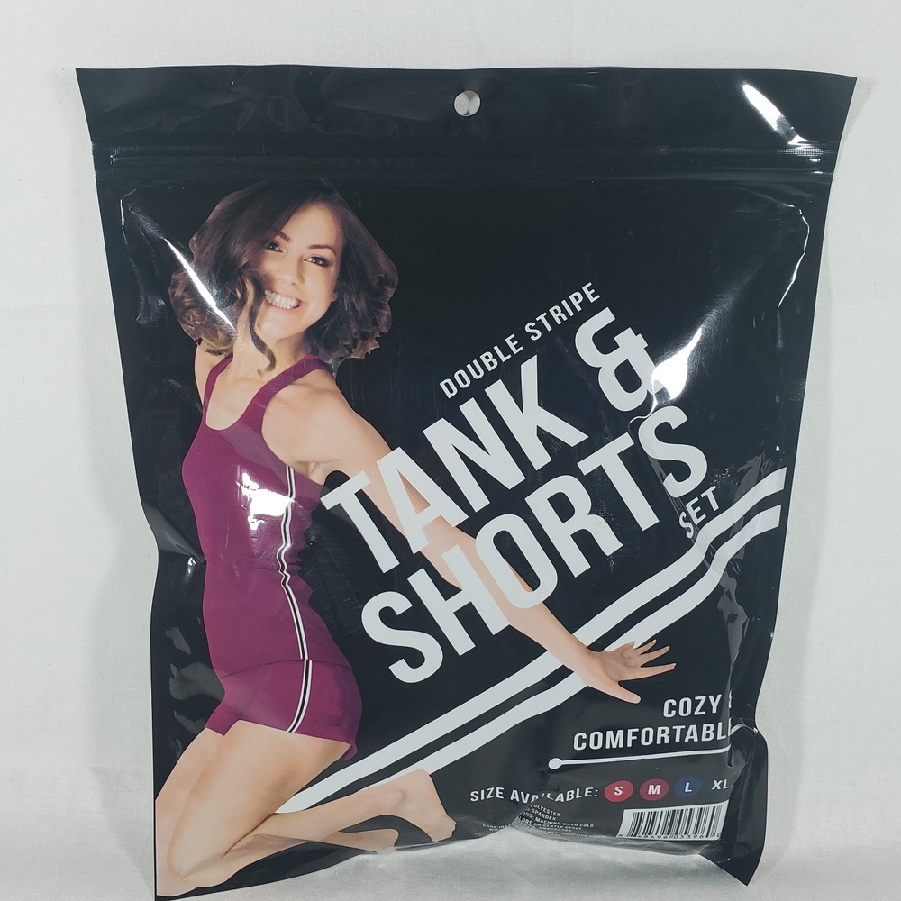 NWT Double Stripe Tank and Shorts Loungewear Set Heather‎ Gray Medium 8-10 - Picture 3 of 6